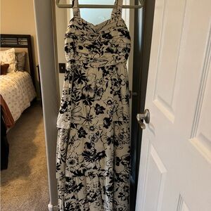 Abercrombie & Fitch Black and White Spaghetti Strap Maxi Dress
